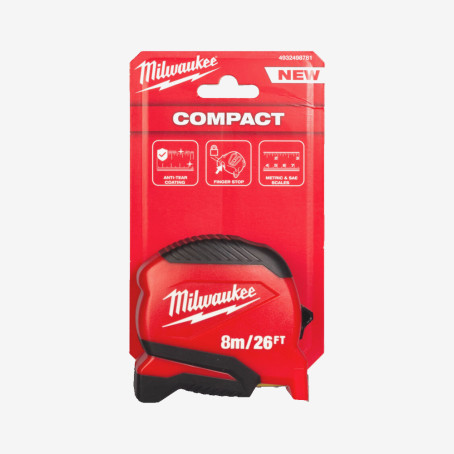 Рулетка Pro Compact MILWAUKEE (Gen 2), 8м/26фт, (25мм)