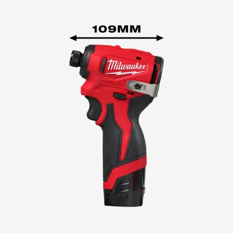 Винтоверт аккумуляторный 1/4'' HEX MILWAUKEE M12 BLIDRC-202C (124 Нм) (+зарядное устройство, 2 акк., HD кейс)